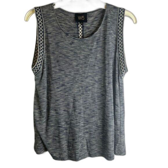 W5 Sleeveless Embroidered Trim Tank Top Size Small - Picture 1 of 7
